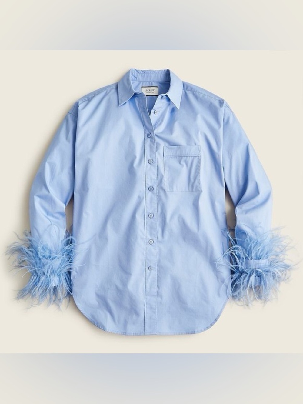 J. Crew Light Blue Feather-Cuff Cotton Button-Down Shirt